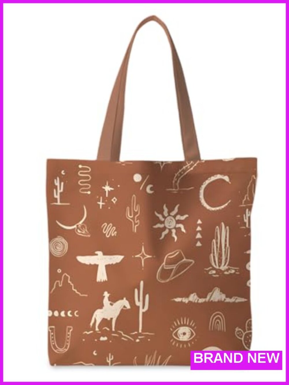 Canvas Western Tote Bag Cowgirl Gift Reusable Shoulder Handbag